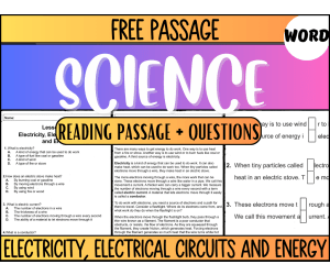Reading Passage: Electricity, Electrical Circuits, and Energy (Word)