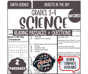 Reading Passages on Objects in the Sky (Word)