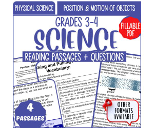 Reading Passages on Position and Motion of Objects (Fillable PDF)