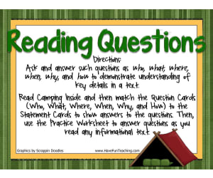 Reading Questions Camping Activity
