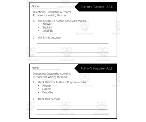 Reading Quick Check: Author's Purpose