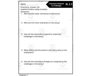 Reading Quick Check: RL 2.3 Characters Respond to Challenges - 3rd Quarter