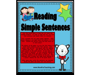 Reading Simple Sentences Activity Board Game