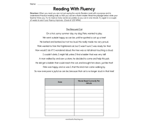 Reading with Fluency Worksheet