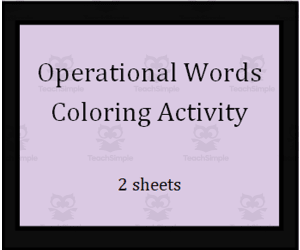 Recognize Words as Mathematical Operations - Coloring Activity