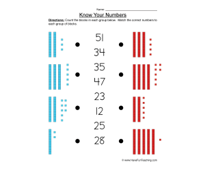 Recognizing Numbers Worksheet