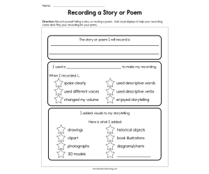 Recording a Story or Poem Worksheet