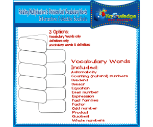 Relating Multiplication to Division Unit Vocabulary Words Interactive Foldables for 3rd Grade – EBOOK