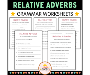 Relative Adverbs Practice Grammar Worksheets for Grade 2, 3, 4