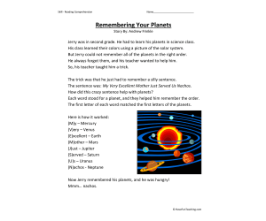 Remembering Your Planets Reading Comprehension Worksheet