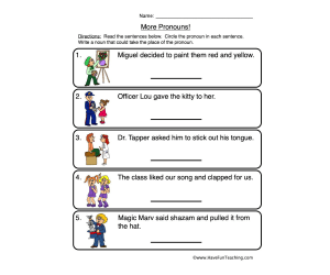 Replacing with Pronouns Worksheet