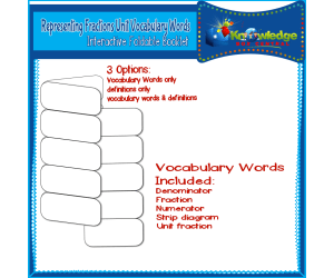 Representing Fractions Unit Vocabulary Words Interactive Foldable for 3rd Grade – EBOOK