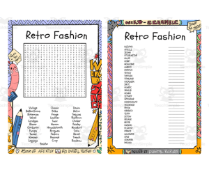 Retro Fashion word search & scramble