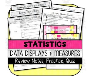 Reviewing Data Displays & Data Measures NOTES, PRACTICE, QUIZ