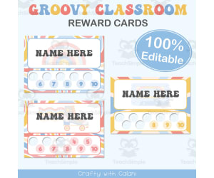 Reward Punch Cards in Pastel Groovy Theme - 100% Editable