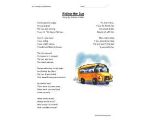 Riding the Bus Reading Comprehension Worksheet