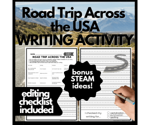 Road Trip Across the USA Writing & Geography Activity