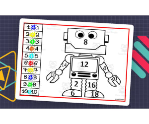 Robot Addition Doubles Facts | Color by Number Set 2