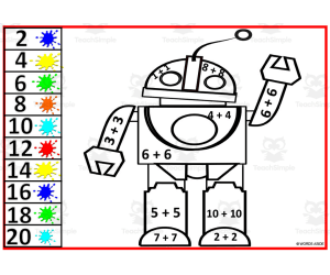 Robot Addition Doubles Facts | Color by Number Set 6
