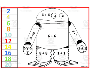 Robot Addition Doubles Facts | Color by Number Set 7