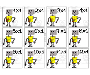 Robot Multiplication Colored Cards x1