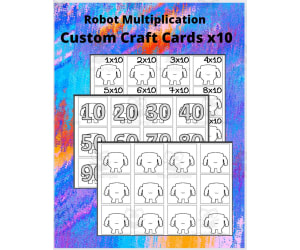 Robot Multiplication Custom Craft Cards x10