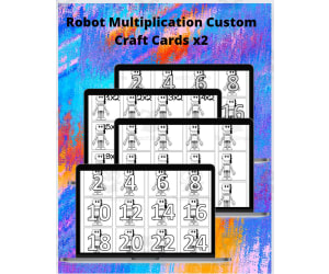 Robot Multiplication Custom Craft Cards x2