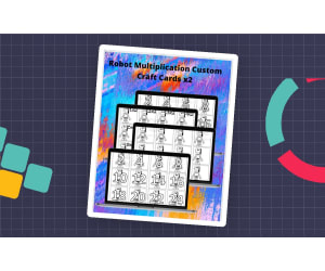 Robot Multiplication Custom Craft Cards x2