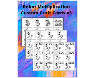 Robot Multiplication Custom Craft Cards x3