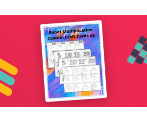 Robot Multiplication Custom Craft Cards x5