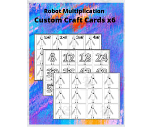 Robot Multiplication Custom Craft Cards x6