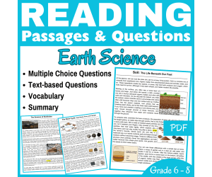 Rock Cycle, Soil, & Sinkholes: Reading Comprehension Passages (PDF)