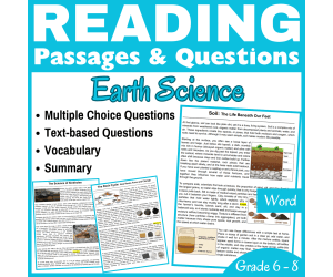 Rock Cycle, Soil, & Sinkholes: Reading Comprehension Passages (Word)