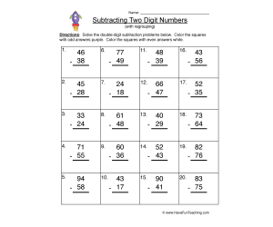 Rocket Double Digit Subtraction Regroup Worksheet