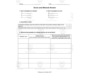 Rocks and Minerals Review and Test