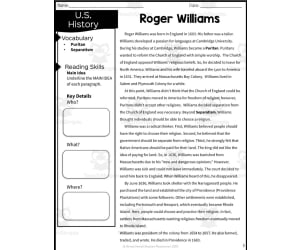 Roger Williams Reading Packet