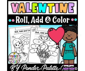 Roll, Add and Color - Valentine's Day Activities