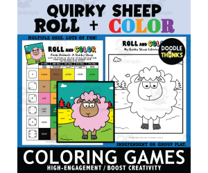 Roll and Color A Quirky Sheep Game Sheet and Coloring Page