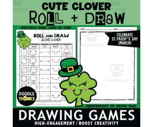 Roll and Draw A Cute Clover Game Sheet St. Patrick's Day Activity