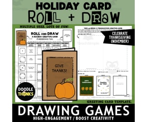 Roll and Draw A Holiday Card Game Sheet November Art Activity