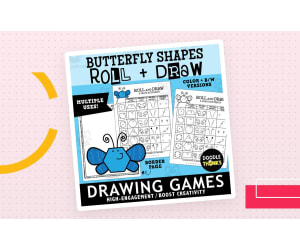 Roll and Draw A Shape Butterfly Game Sheet | Insect Drawing Activity