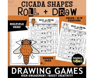 Roll and Draw A Shape Cicada Game Sheet | Insect Drawing Activity