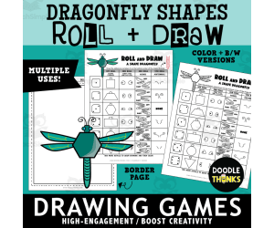 Roll and Draw A Shape Dragonfly Game Sheet | Insect Drawing Activity