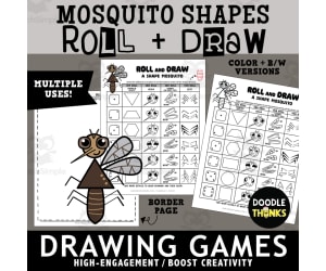 Roll and Draw A Shape Mosquito Game Sheet | Insect Drawing Activity