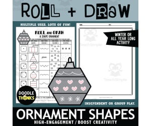 Roll and Draw A Shape Ornament Art Dice Game