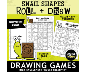 Roll and Draw A Shape Snail Game Sheet | Insect Drawing Activity