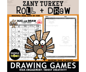 Roll and Draw A Zany Turkey Game Sheet | Easy Prep Printable Game