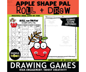Roll and Draw An Apple Shape Pal Game Sheet September Art Activity