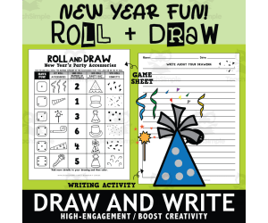 Roll and Draw New Year's Party Accessories Art Game Sheet