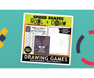 Roll and Draw Spider Shapes Game Sheet October Fun Art Activity